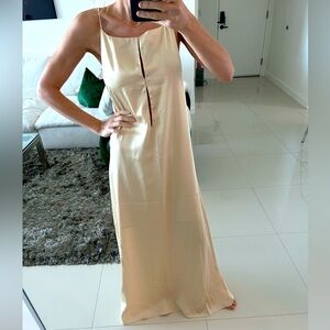 Commense Cream Backless Slip Dress